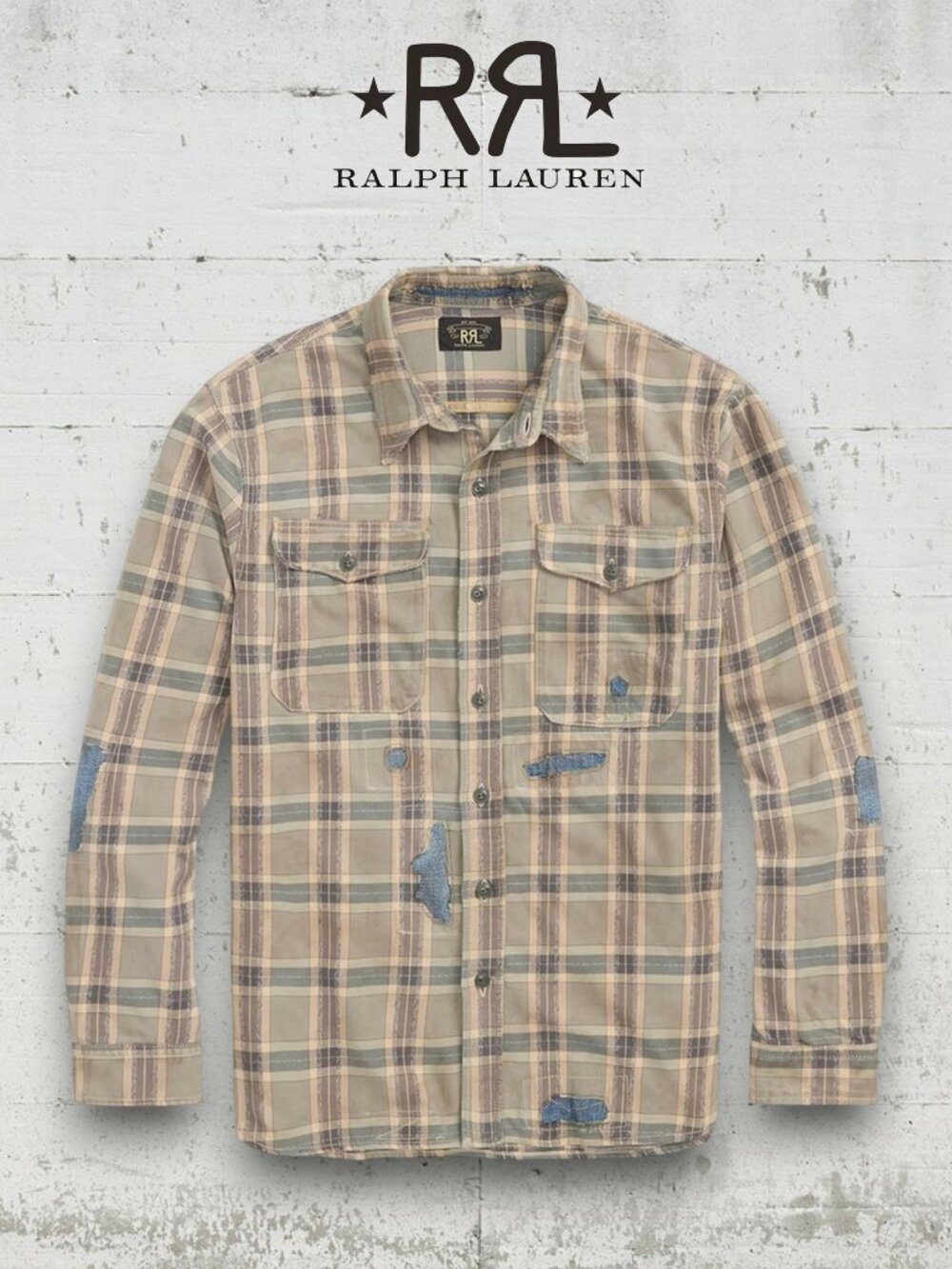 RRL Wilbur Repaired Plaid Workshirt Sage Multi Small NWT Japanese Denim